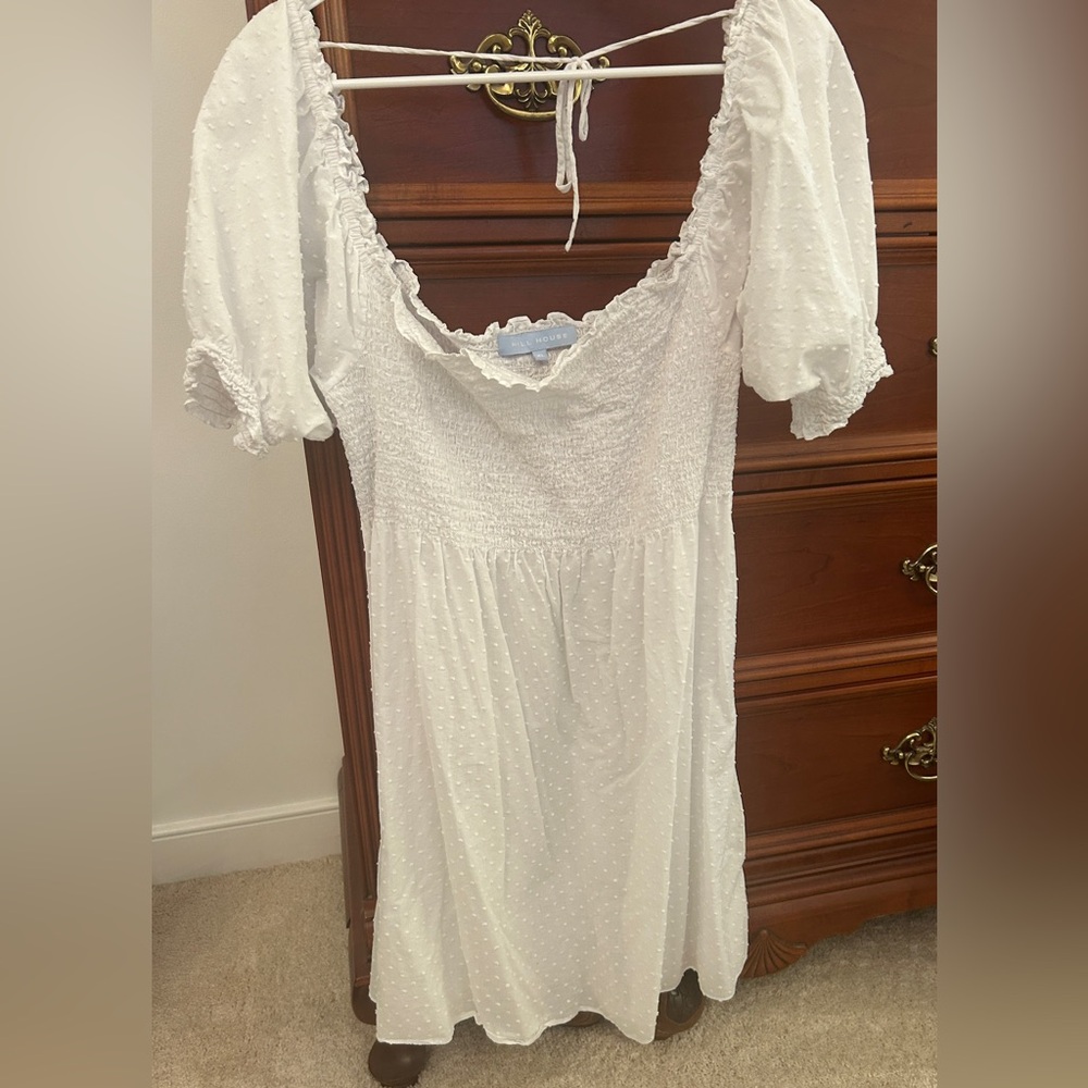 Hill House White Swiss Dot Smocked Dress XL